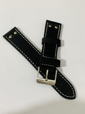 Image of Heavy duty stitched leather Gents watch strap,Genuine Fortis S/S buckle.22mm(FT-05)