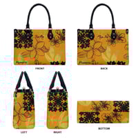 Image 1 of Women's PU Leather Plumeria Print Handbag