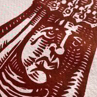 Image 2 of Maiden of the Grail - Lino Print - Crimson