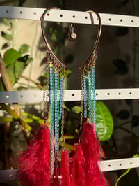 Image 4 of Water and fire feather cuff earrings 