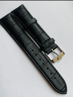 Image of 20mm CROC PADDED MENS LEATHER STRAP FOR OMEGA WATCH.BLACK.TOP QUALITY.HEAVY DUTY.VINTAGE BUCKLE