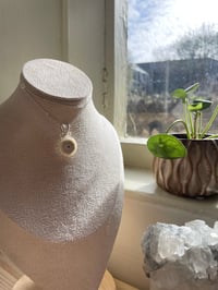 Image 1 of Silver Flower Druzy Agate Slice Crystal Necklace 