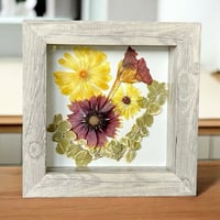 Image 2 of Calendula, Nasturtium, Indian Blanket, Euonymus Wildflower Art In 6" X 6" Shadow Box (Item# 202207S)