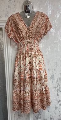 Image 3 of Maya - Angel Sleeve V Neck Aztec Midi Dress 