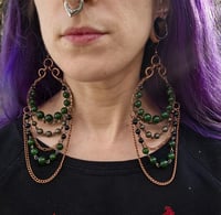 Image 3 of Jade chained hoops *for stretched ears only*