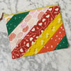 Quilted Scrappy Zipper Pouch - Yellow And Green