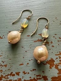 Image 13 of AAA nucleated pearl and Ethiopian opal earrings