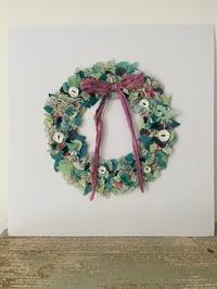 Image 1 of *SALE* Unframed Pink and Teal Wreath WAS £82.00