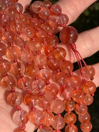 Image 2 of Fire Quartz Mala, Fire Quartz Crystal 108 Bead Japa Mala Hand Knotted Gemstone Necklace