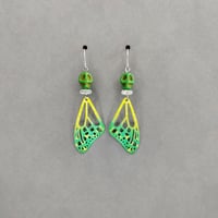 Green Skull + Lemon Lime Wings Earrings