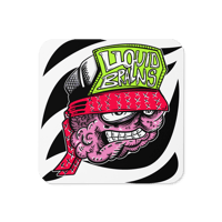 Liquid Brains - Brain Head Red Cork-back coaster