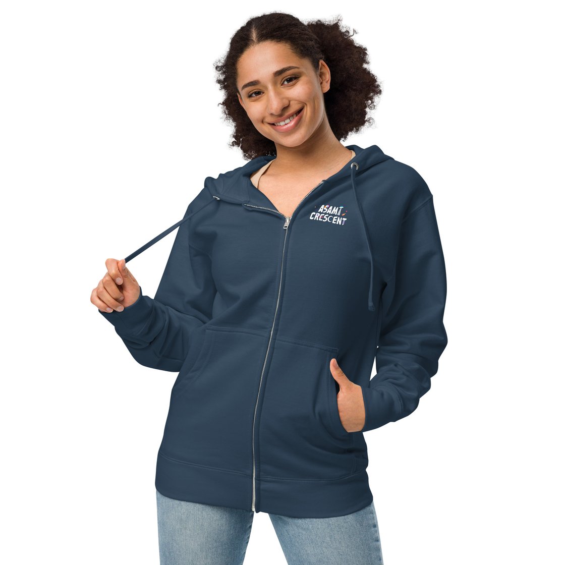 Image of Smile Unisex fleece zip up hoodie