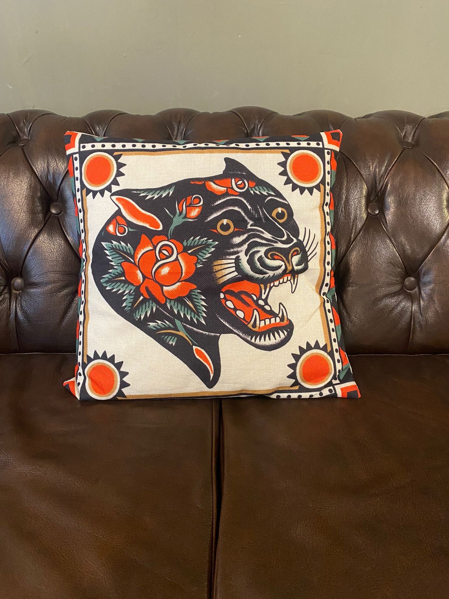 Rose Panther Cushion Cover