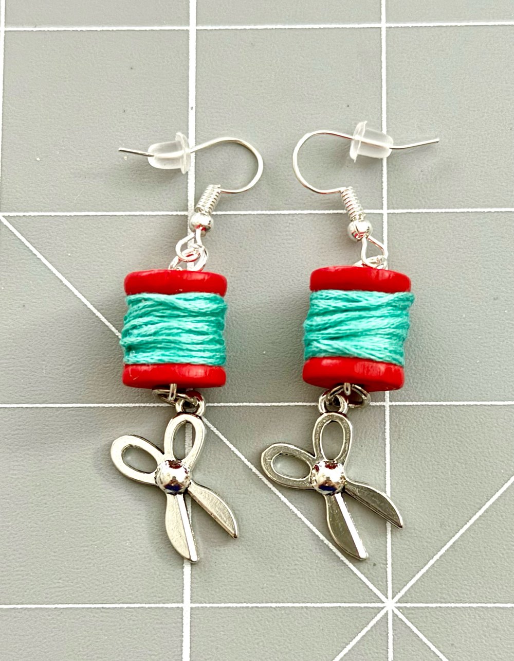 Image of Mini Thread Spools & Scissors Earrings