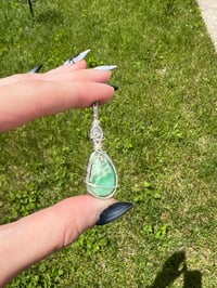 Image 2 of rainbow moonstone x chrysoprase pendant