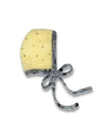 Image 2 of Sofie and Iris Butter Yellow and Grey Mohair Beaded Bonnet