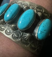Image 8 of Five Turquoise Stone wide cuff