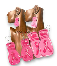 Image 1 of Pink Breast Cancer Boxing Glove Earrings