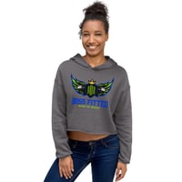Image 1 of BOSSFITTED Neon Green and Blue Crop Top Hoodie