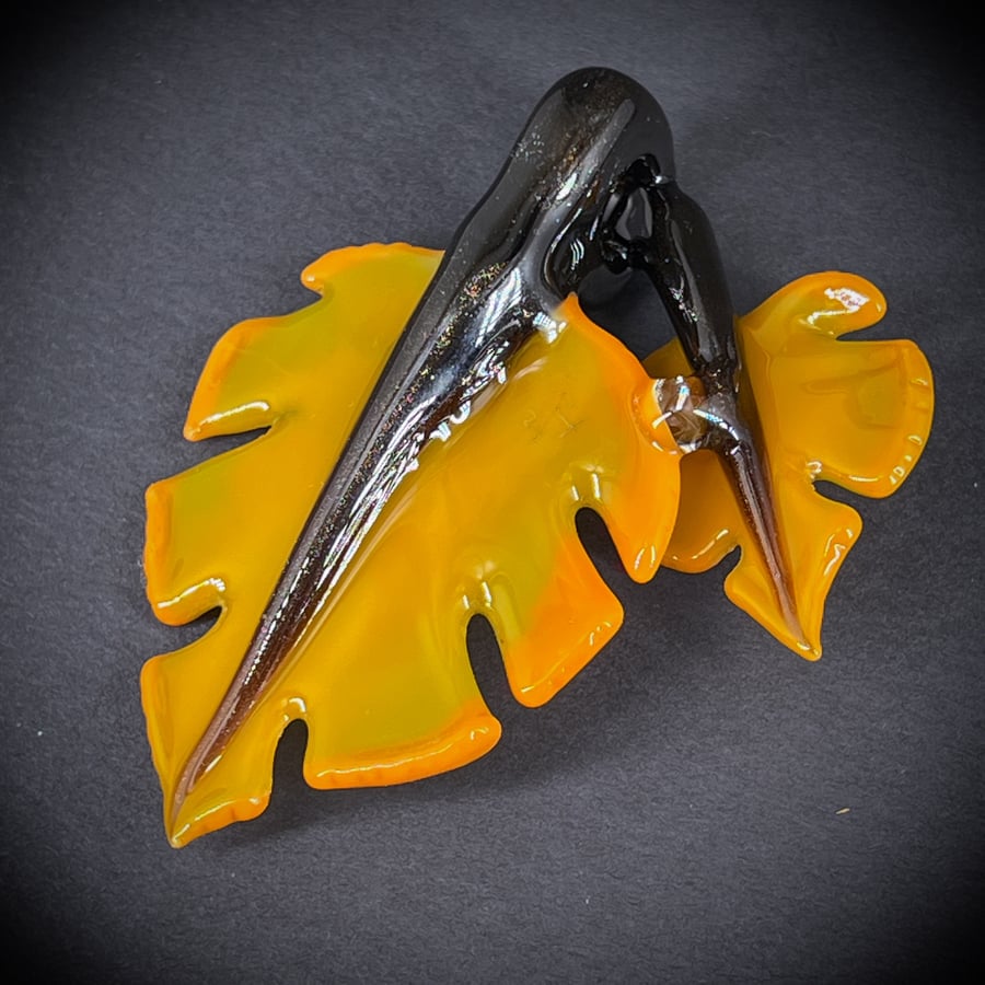 Image of Pumpkin Orange Monstera Leaf Pendant