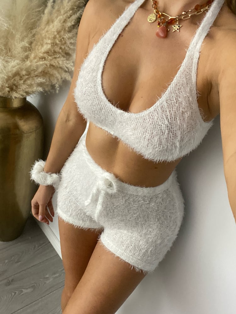 Image of Fluffy Knit Coquette Shorts Co-Ord