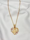 O Initial Corazon De Flor 14K Gold Plated Necklace 