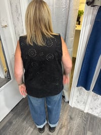 Image 2 of Indigo - Suede Miliraty Brodarie Anglaise Waistcoat