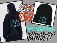 40% off!!! The black&teal Tattd&Blessed hoodie + beanie bundle!!! 🖤🩵