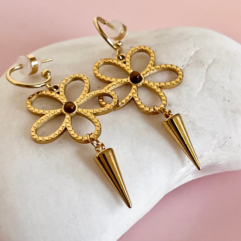Image of Midi Flower and Spike Half Hoops
