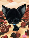 Chocolate Black Cat Art Print