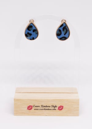 Image of Crave Blue Leopard Teardrop Earrings 