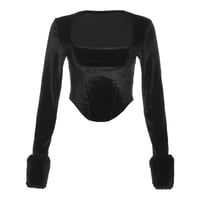 Image 5 of Velvet Long Sleeve Fur Shirt - Women's Top for Casual Wear - Womenswear Comfort Comfortable