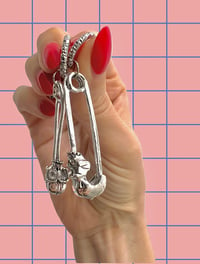 Image 1 of SAFETY PIN SKULL EARRINGS 