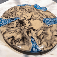 Image 1 of Handmade Art Stone & Resin Serving Board -36 cm (14 in) | Unique Italian Pebble Inlays | 