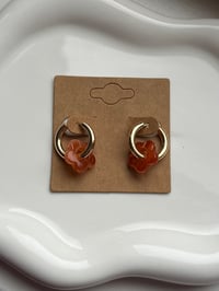 Image 1 of Burnt Orange Flower Huggies 18k Gold Plated