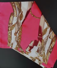 Image 1 of Pink & Brown Silk Head Scarf