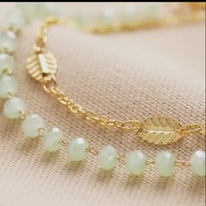 Image of Lisa Angel Set of 2 Leaf & Green Beaded Bracelets