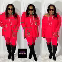 Red Soft Sweater Set (Plus)