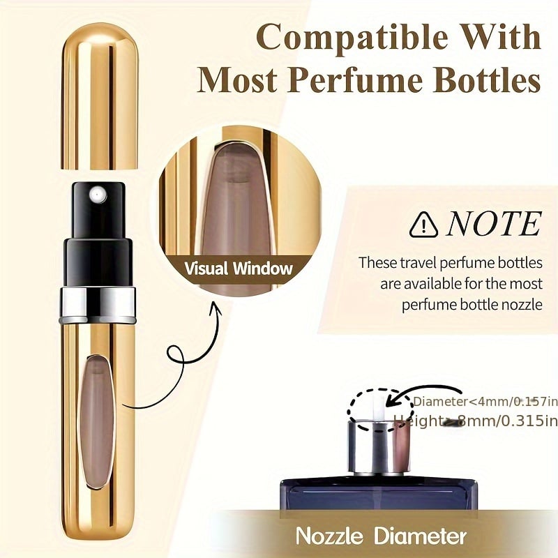 Image of Mini Refillable Perfume Atomizer Aluminum, Travel Perfume Atomizer 5ml, Portable Perfume Dispenser, 