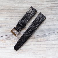 Image 2 of 20mm Two Stitch Crocodile Strap In Black