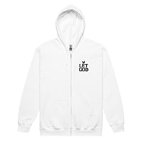 Image 4 of “LET GOD” Embroidered Zip Up Hoodie