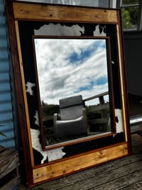 Image 2 of Large Cow Hide Mirror 