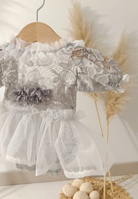 Image 2 of Newborn Photo Dress – Grey White Body Prop