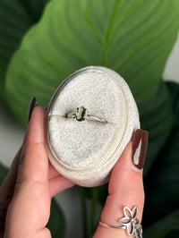 Image 2 of .925 SS GENUINE FACETED MOLDAVITE RING B SIZE 6