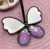 Image 1 of Pink & Ivory Stained Glass Butterfly 