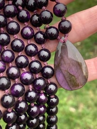 Image 5 of Purpurite Mala with Purple Labradorite Pendant, Purpurite 108 Bead Hand Knotted Gemstone Mala