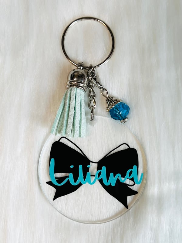 Image of Cute Bow Name Personalized Keychain 