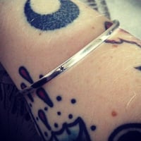 Image 3 of Celestial Sterling silver hand stamped star bangle 925. Hand stamped starry bracelet.