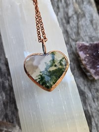 Image 1 of Electroformed moss agate heart necklace 02