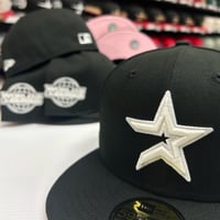 Image 1 of New Era 59Fifty Black -White Glow/ Pinky UV